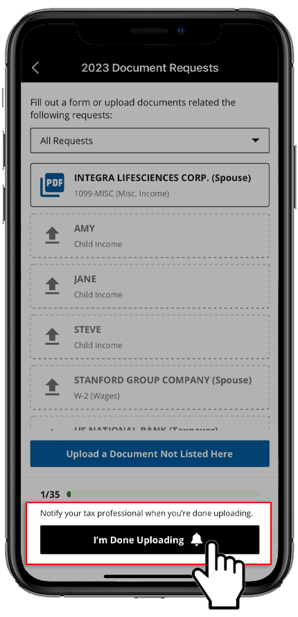 Select I'm Done Uploading