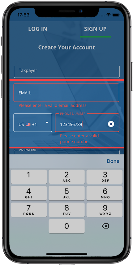 Invalid PHONE NUMBER value