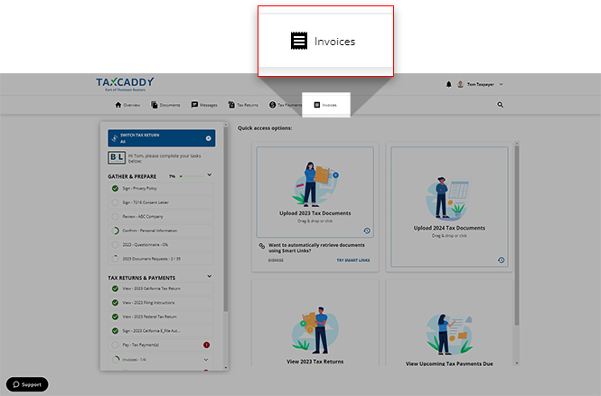 Select Invoices from the navigation bar
