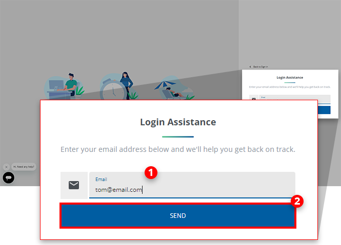 Login Assistance screen