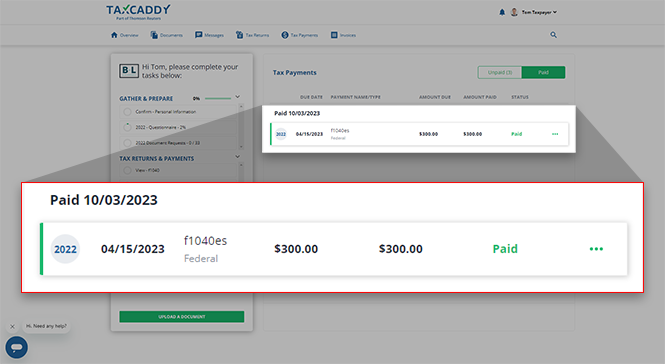Tax payment has been marked as paid