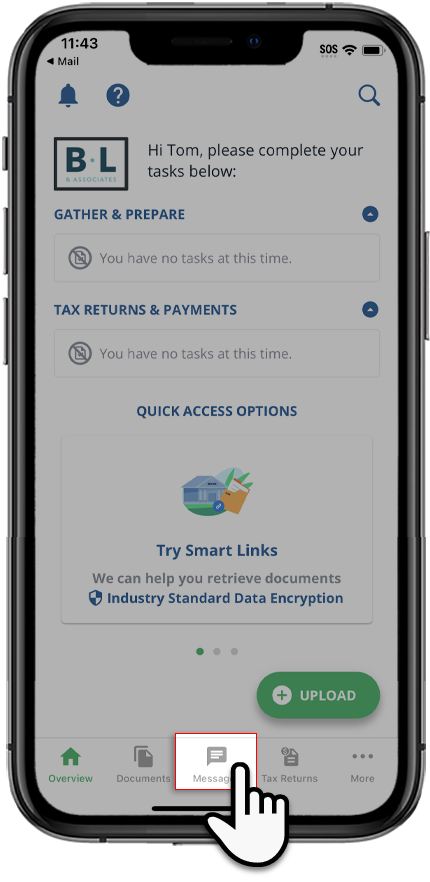Select Messages from the navigation bar
