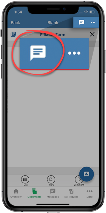 Select the Message icon from the Document Viewer panel