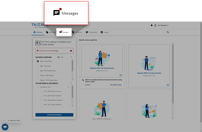 Select Messages from the Overview screen
