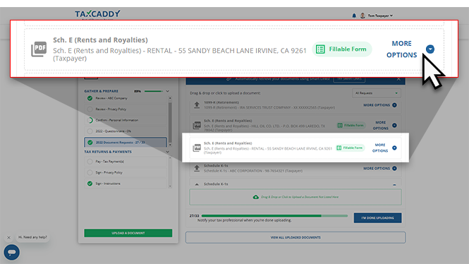 Select MORE OPTIONS for the pending request