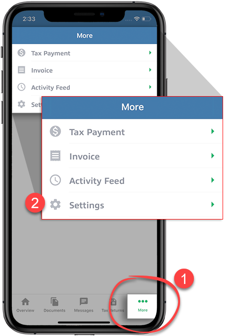 Select More then Settings
