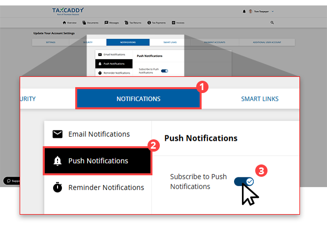 Enable push notifications in Settings