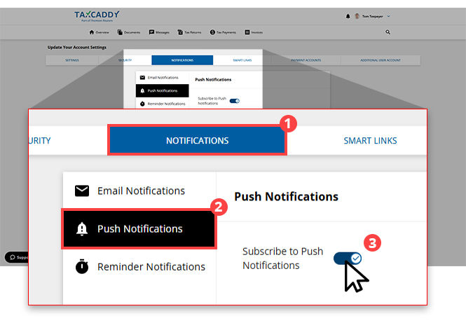 Enable push notifications in Settings