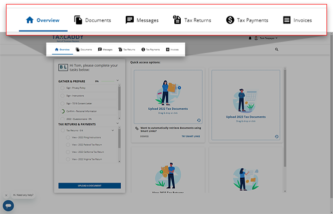 Navigation bar on the Overview screen