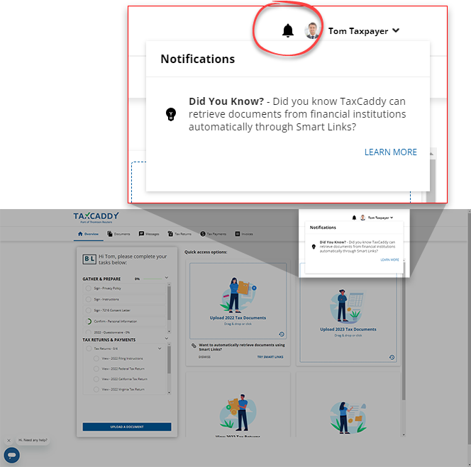 Notifications on the Overview screen