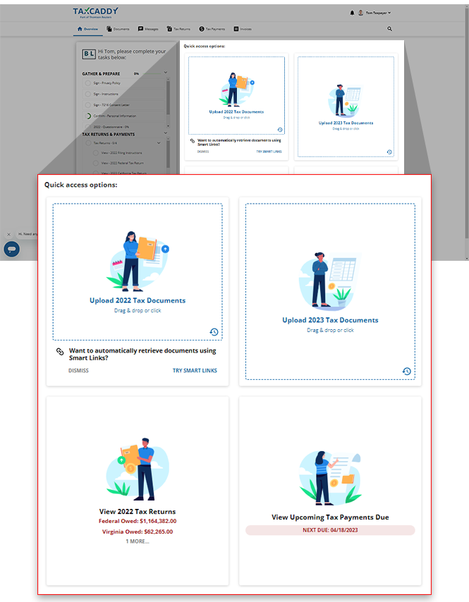 Quick Access tiles on the Overview screen