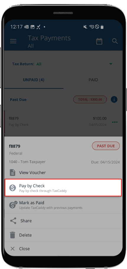 Select Pay by Check