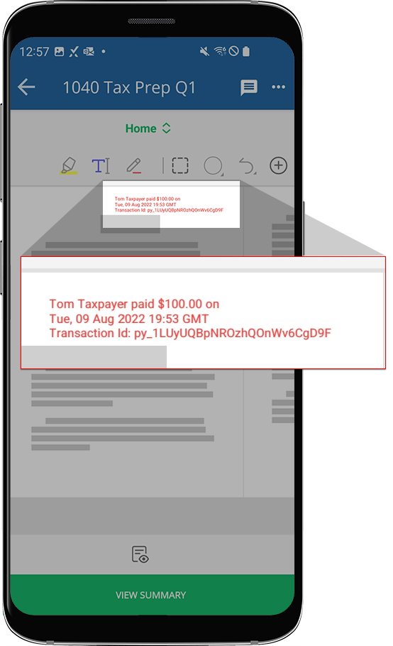 Stamp with invoice payment information