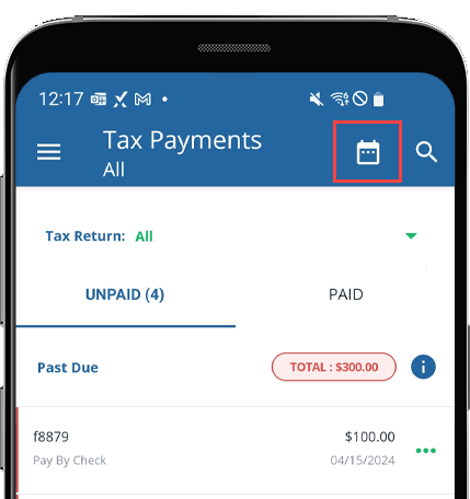 Select the tax year selector