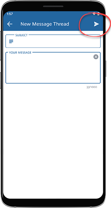Enter your message then select the SEND icon