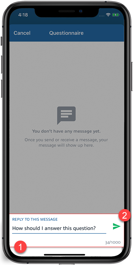 Enter your message then select SEND