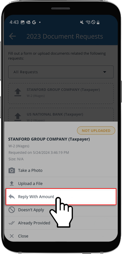 Select Reply with Amount