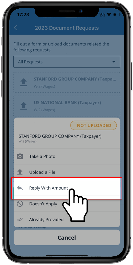 Select Reply With Amount