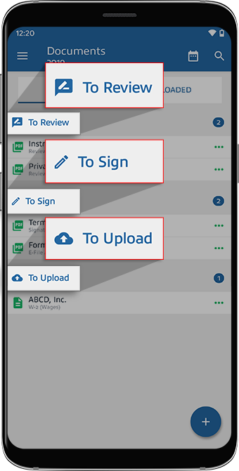 Request categories in the Documents screen