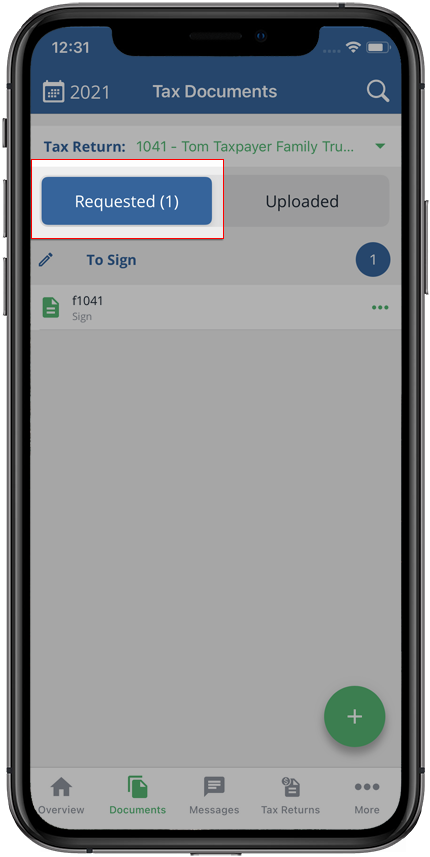 Select the Requested tab