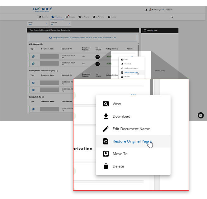 Select Restore Original Pages
