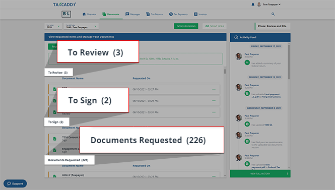 Review, Sign, and Document Requests