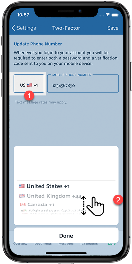Select your country from the drop-down menu