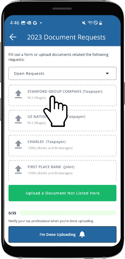 Select a document request