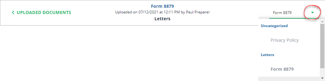 Select a document from the Document Viewer drop-down menu