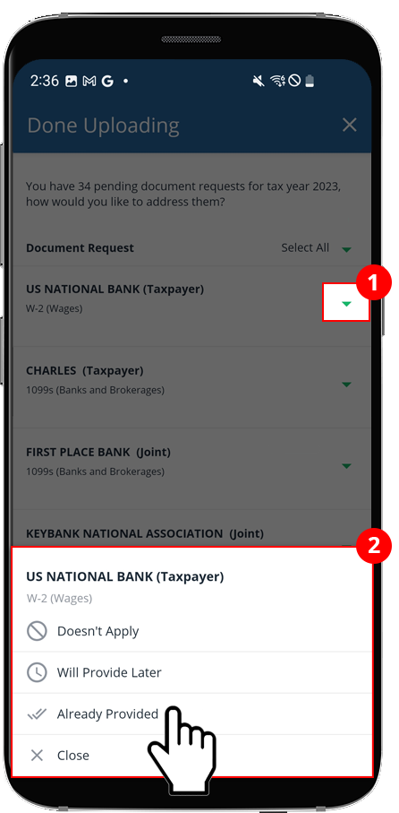 Select how you would like to address this specific pending request