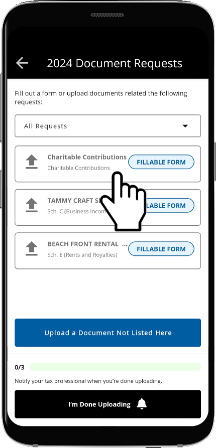 Select a pending document request