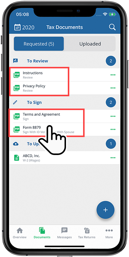Review and Sign request categories