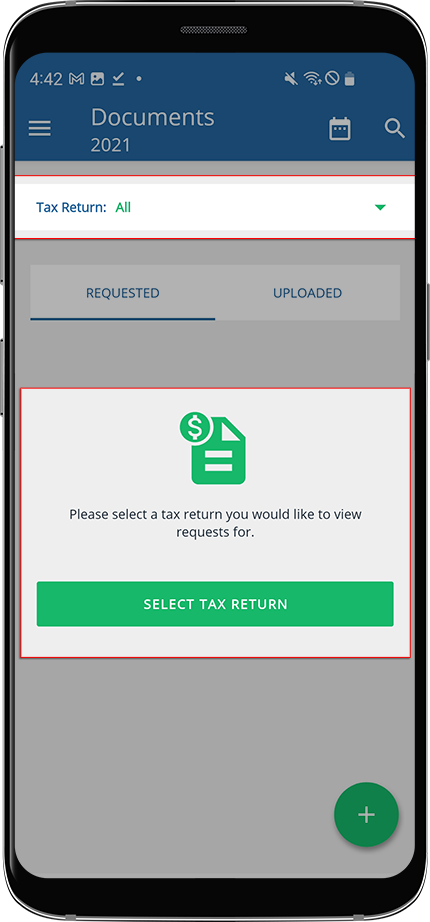 Select a tax return from the TAX RETURN dropdown