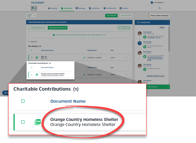Select an uploaded document