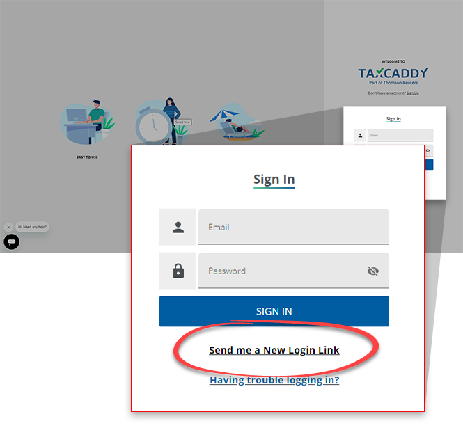 Select Send me a New Login Link