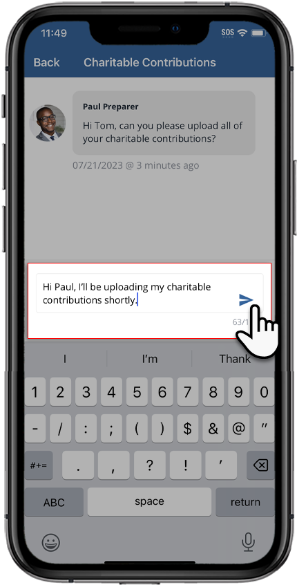 Enter your message then select Send