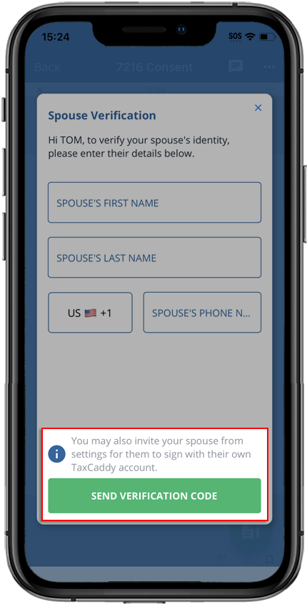 Enter the mobile number then select SEND VERIFICATION CODE