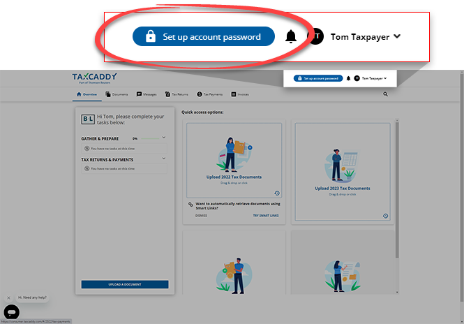 Select "Set up account password"