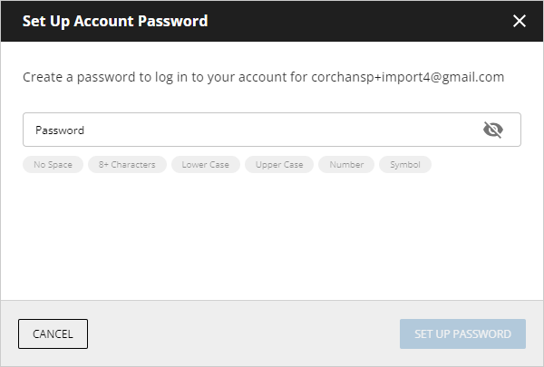 Set Up Account Password window