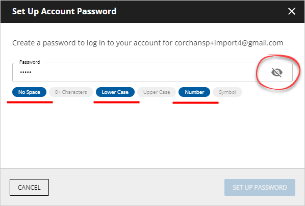 Incorrect password provided