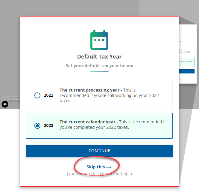 Skip on selecting a default tax year