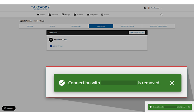 Notification of removed Smart Link