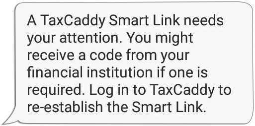 SMS message warning user of a broken Smart Link