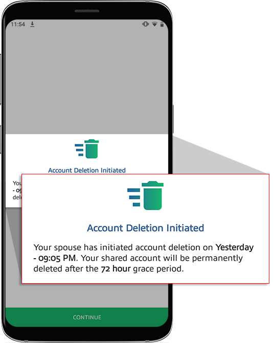Notification that Spousal account deletion was initiated