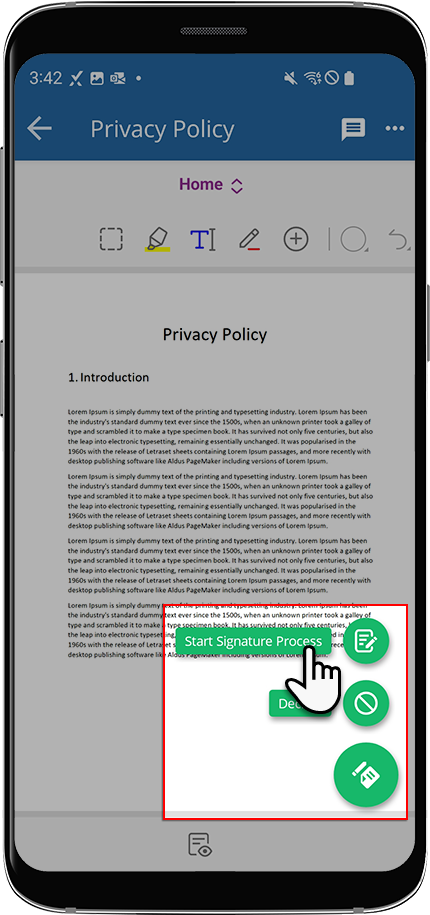 Select Start Signature Process