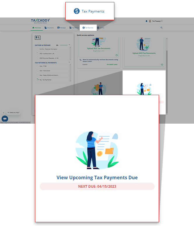 Select Tax Payments from the navigation bar