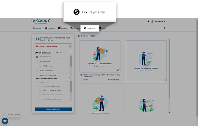 Select Tax Payments from the navigation bar