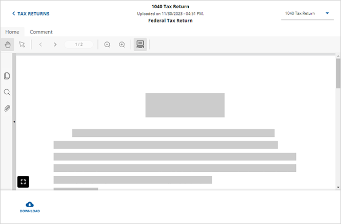 Opened tax return document