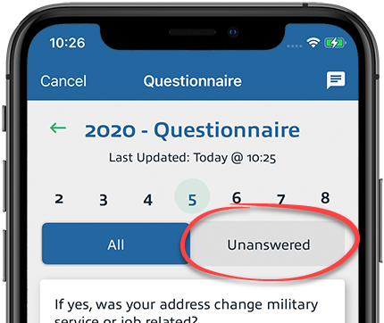 Select the Unanswered toggle