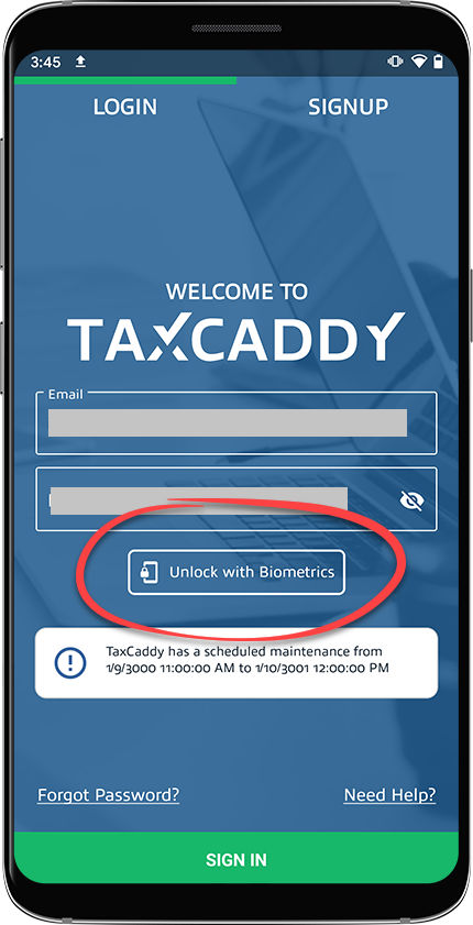 Select Unlock with Biometrics